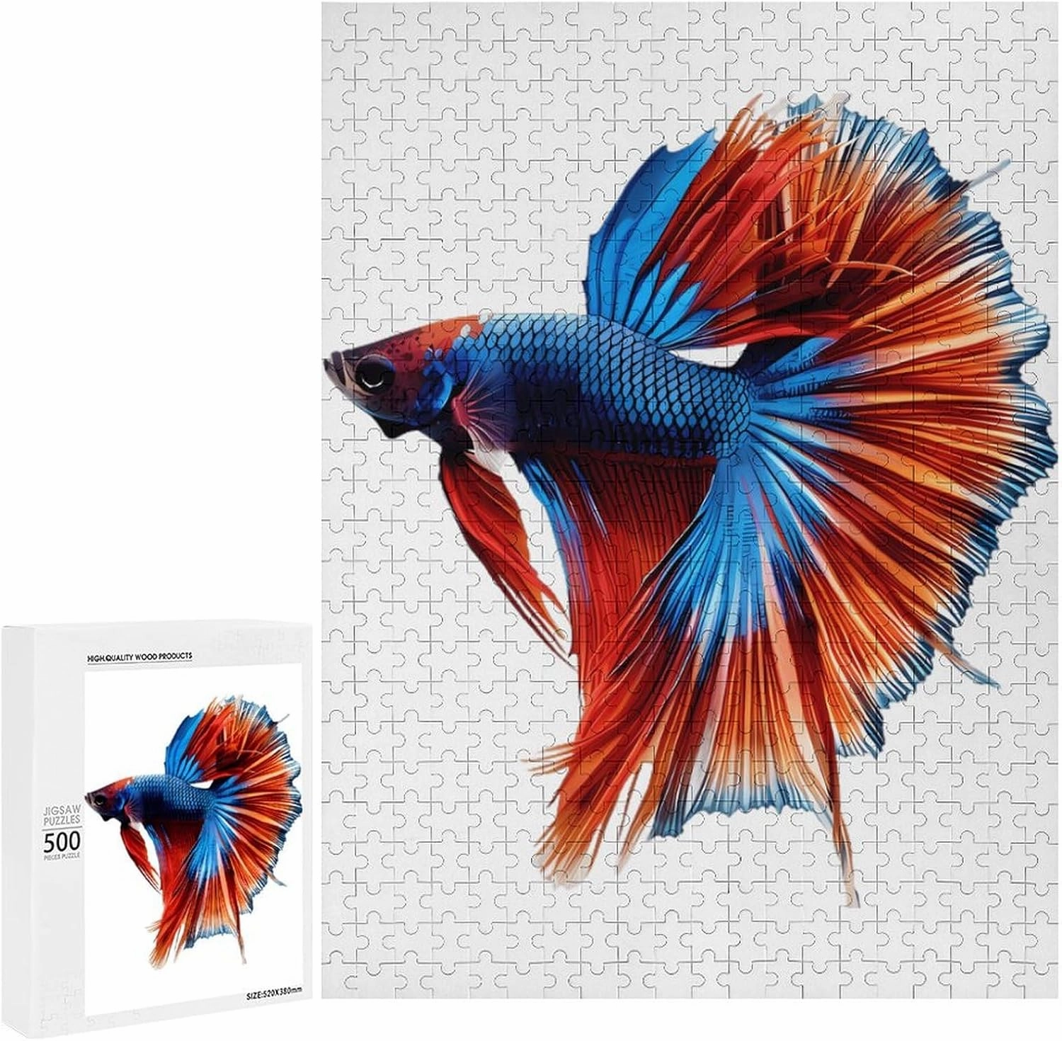 Betta Fish Funny Puzzles for Adults 300/500/1000 Piece Jigsaw Puzzle Challenging Game Decor