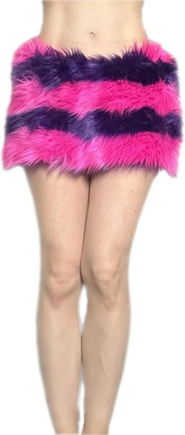BIANNA Faux Fur Skirt, Handmade Furry Mini Micro Skirt, Rave Party Festival Parade Costume Mardi Gras Halloween, Made in US