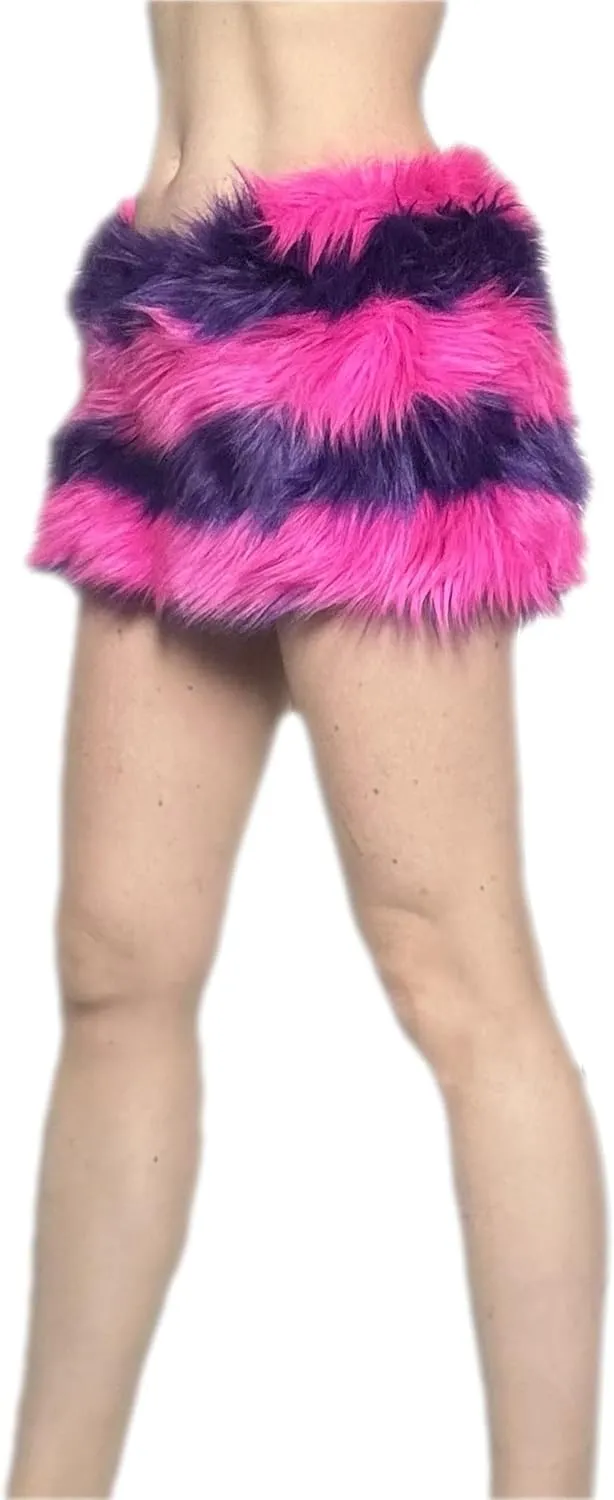BIANNA Faux Fur Skirt, Handmade Furry Mini Micro Skirt, Rave Party Festival Parade Costume Mardi Gras Halloween, Made in US