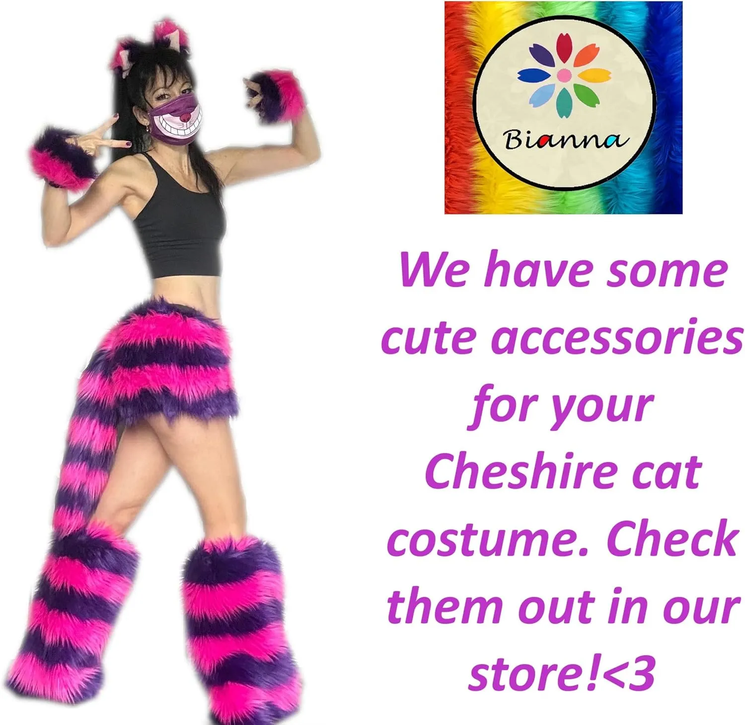 BIANNA Faux Fur Skirt, Handmade Furry Mini Micro Skirt, Rave Party Festival Parade Costume Mardi Gras Halloween, Made in US