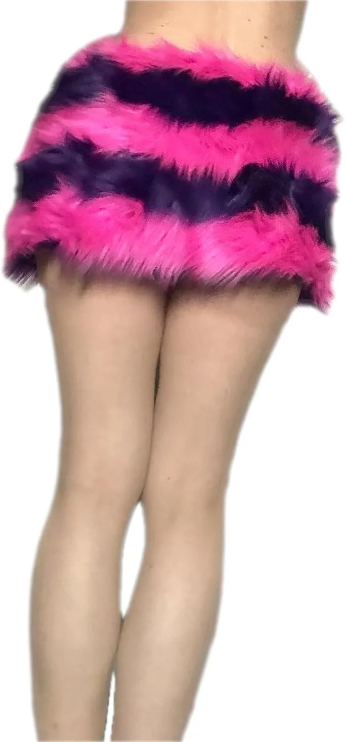 BIANNA Faux Fur Skirt, Handmade Furry Mini Micro Skirt, Rave Party Festival Parade Costume Mardi Gras Halloween, Made in US
