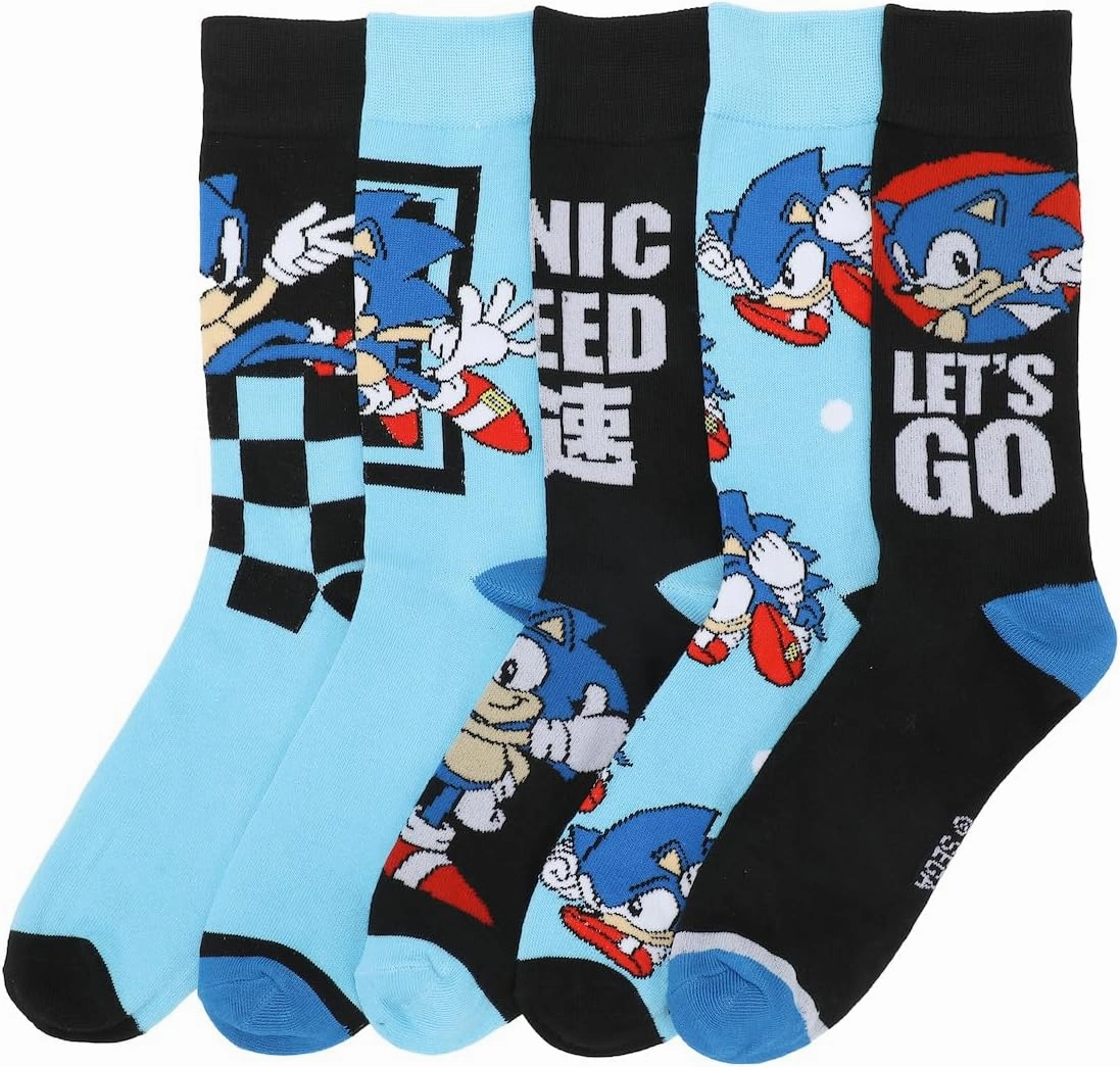 Bioworld Sonic The Hedgehog Sonic Speed Adult 5-Pair Casual Crew Socks