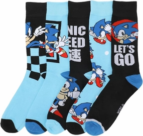 Bioworld Sonic The Hedgehog Sonic Speed Adult 5-Pair Casual Crew Socks