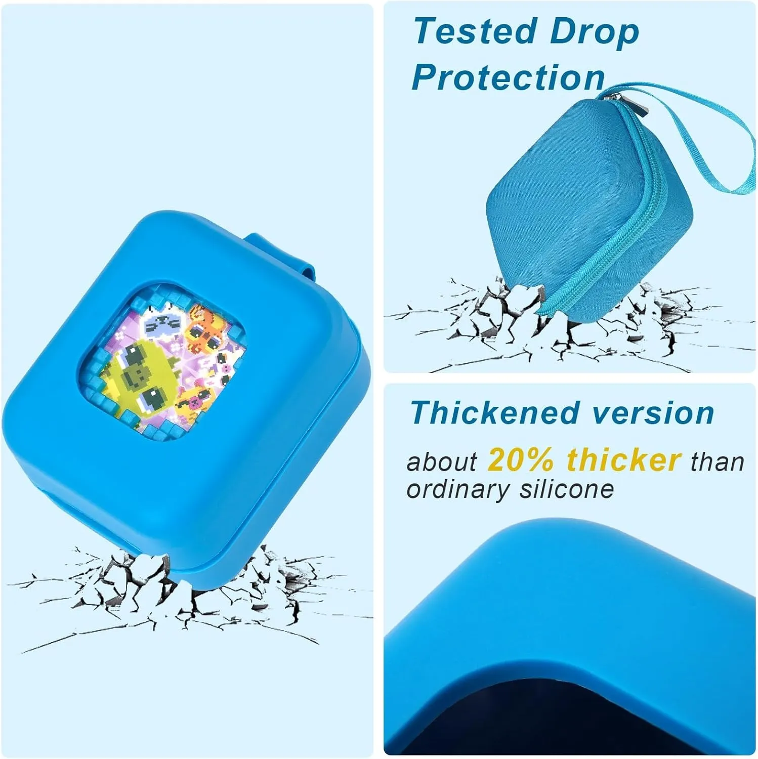 Bitzee Magicals Interactive Toy Digital Pet Silicone Cover and Travel Case, Accessories Protective Case (Blue)