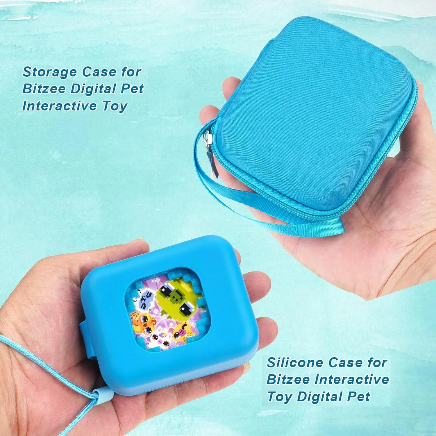 Bitzee Magicals Interactive Toy Digital Pet Silicone Cover and Travel Case, Accessories Protective Case (Blue)