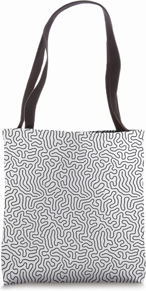 Black & White Irregular Lines Pattern Abstract Maze Chaotic Tote Bag