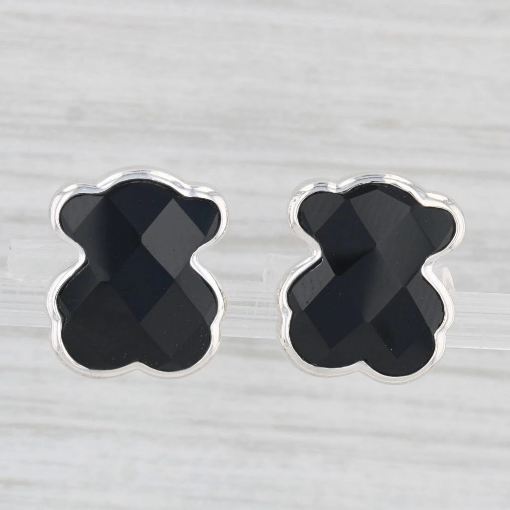 Black Onyx Teddy Bear Stud Earrings Sterling Silver Tous