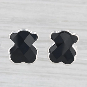 Black Onyx Teddy Bear Stud Earrings Sterling Silver Tous