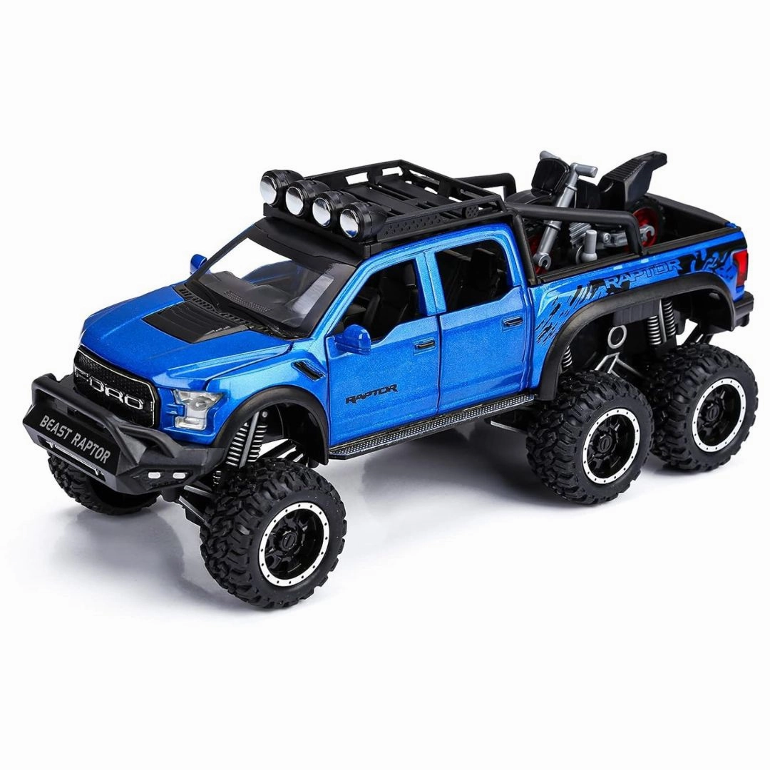 Blue 1:28 Scale Die-Cast Metal Pick-Up Truck