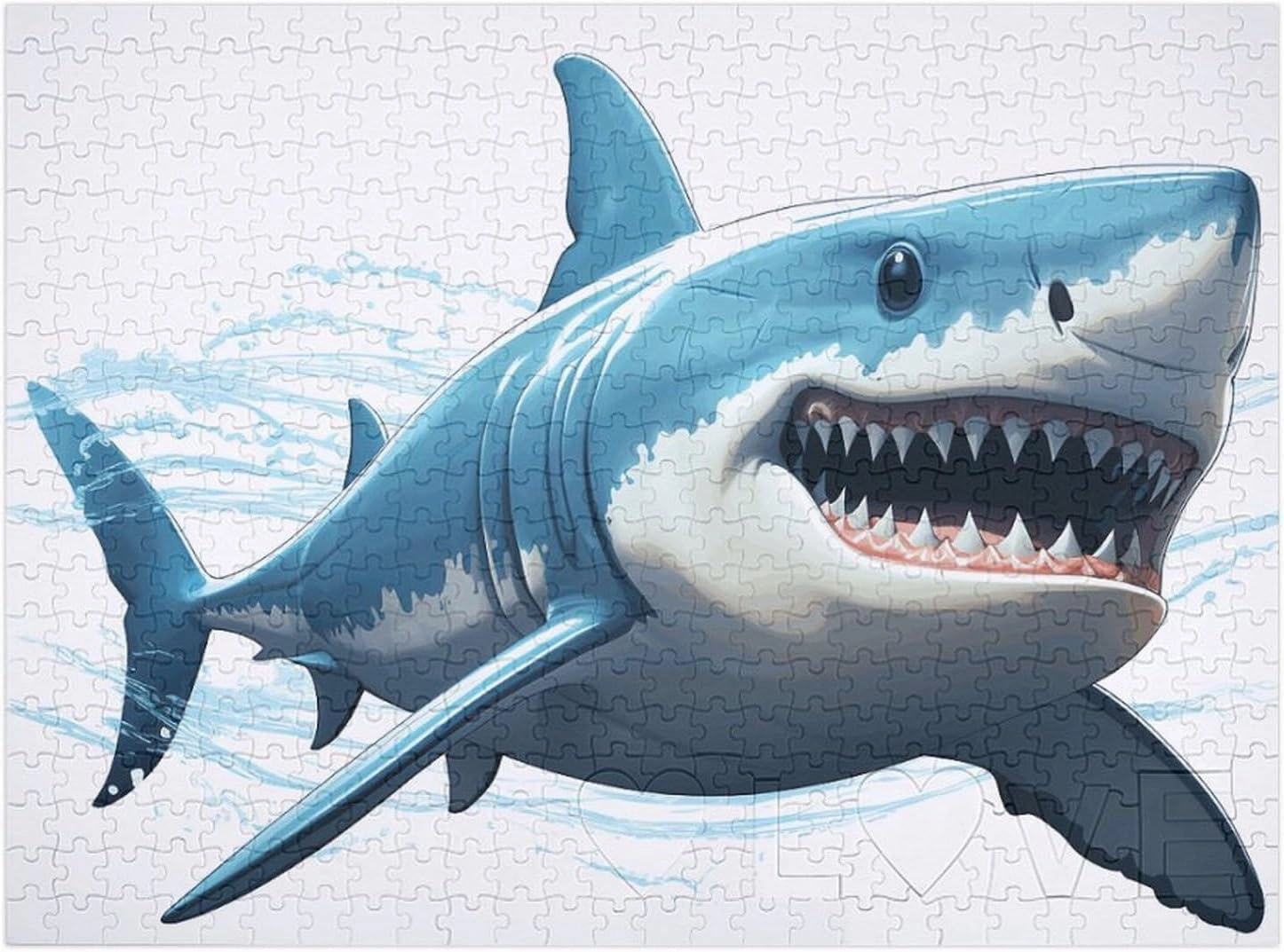 Blue Shark Puzzles 520 Pieces Personalized Jigsaw Puzzles Blue Shark Photo Puzzle Challenging Picture Puzzle for Adults Personaliz Jigsaw with Storage Bag (20.5" X 15")