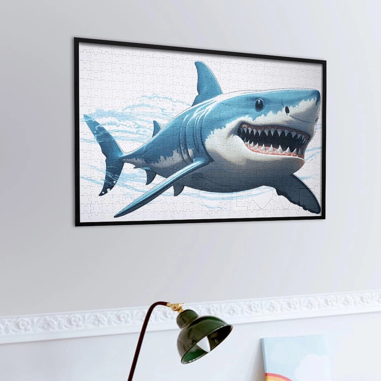 Blue Shark Puzzles 520 Pieces Personalized Jigsaw Puzzles Blue Shark Photo Puzzle Challenging Picture Puzzle for Adults Personaliz Jigsaw with Storage Bag (20.5" X 15")