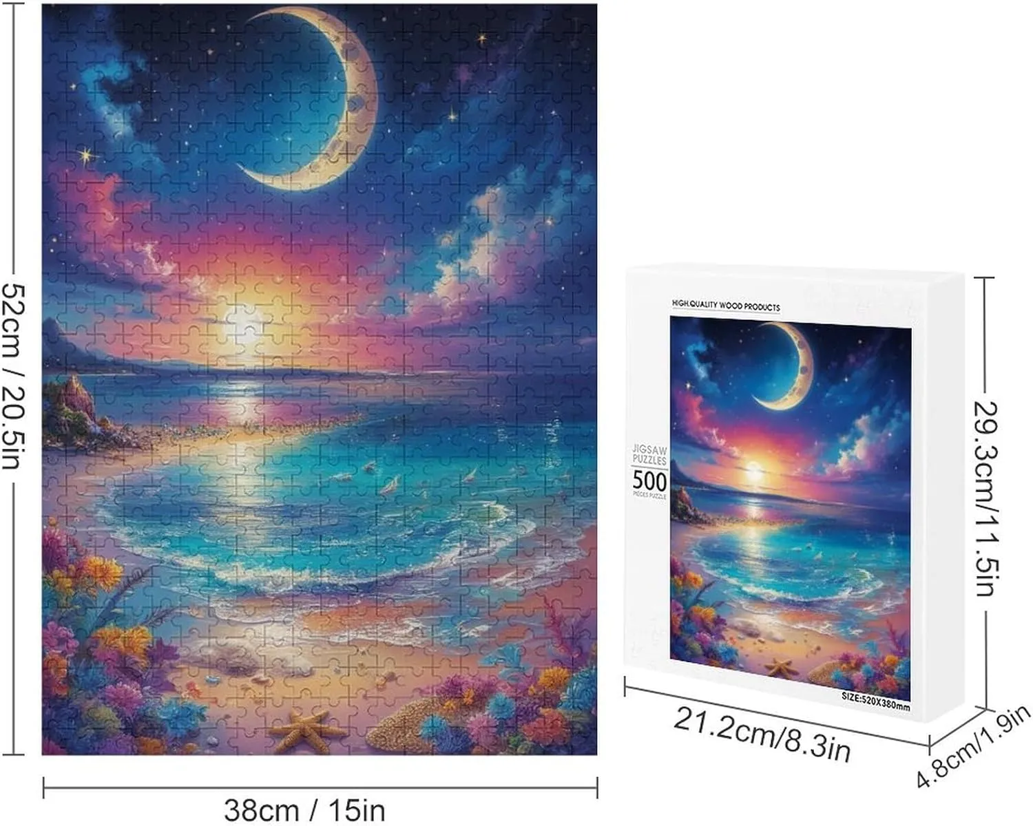 Boat Sea Turtle Sea Fish Colorful Fantasy Jigsaw Puzzles Holiday Puzzles for Adults 500 Pieces Puzzles Educational Games Gift for Elders Family Friend Gift for Women Men 20.5x15 Inch
