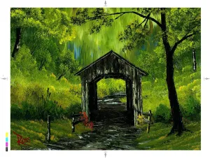 Bob Ross Covered Bridge Nature Puzzle for Adults and Kids | Green Woodland Forest 1000 Piece Jigsaw Puzzle Toy | Interactive Brain Teaser for Family Game Night | 28 x 20 Inches