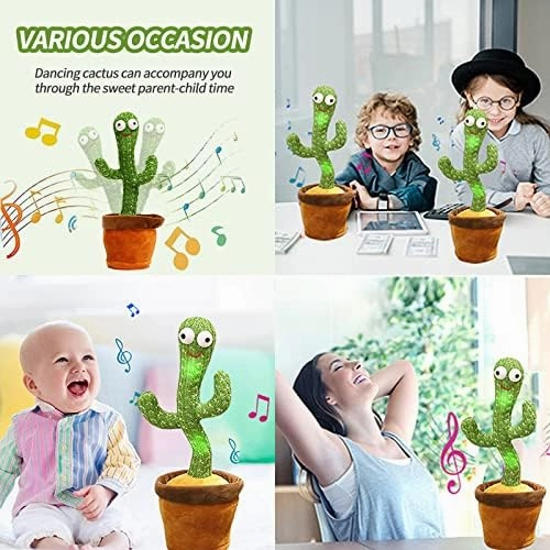 Bonistasia Dancing Cactus Toy, Talking Cactus, Luminous Cactus Plush Toy, Funny Dancing Cactus Plush Toy, Cute Talking and Dancing Cactus Plush Toy Electronic Shake, Party Gifts (Battery)