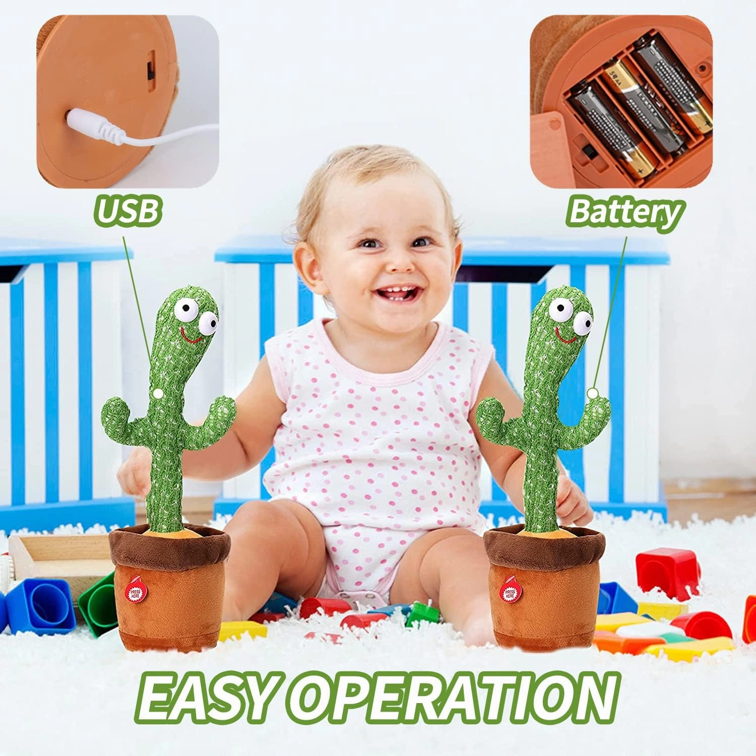 Bonistasia Dancing Cactus Toy, Talking Cactus, Luminous Cactus Plush Toy, Funny Dancing Cactus Plush Toy, Cute Talking and Dancing Cactus Plush Toy Electronic Shake, Party Gifts (Battery)