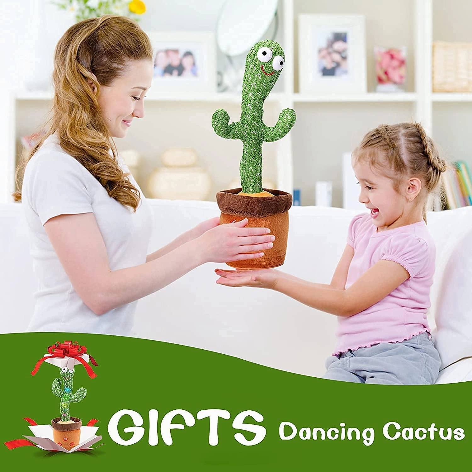 Bonistasia Dancing Cactus Toy, Talking Cactus, Luminous Cactus Plush Toy, Funny Dancing Cactus Plush Toy, Cute Talking and Dancing Cactus Plush Toy Electronic Shake, Party Gifts (Battery)