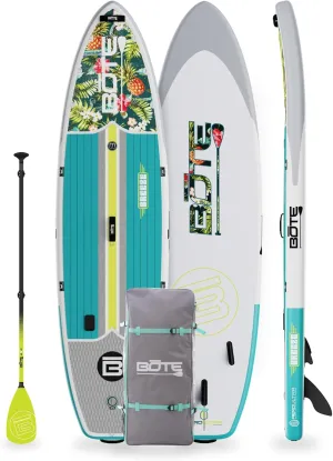 Bote 11' FT 6" Breeze Aero Inflatable Stand Up Paddle Board, MAGNEPod Compatible Blow Up iSUP Great for Adults Kids Family Travel Friendly Multiple Sizes Color Options