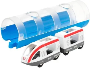 BRIO World 33890 - Travel Train & Tunnel - 3 Piece Wooden Toy Train Set for Kids Age 3 and Up