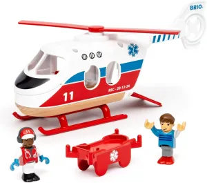 BRIO World 36022 Rescue Helicopter - Kid's Train Set Accessory | Interactive Roleplay Toy | Enhances Motor Skills | FSC-Certified Beech Wood Construction