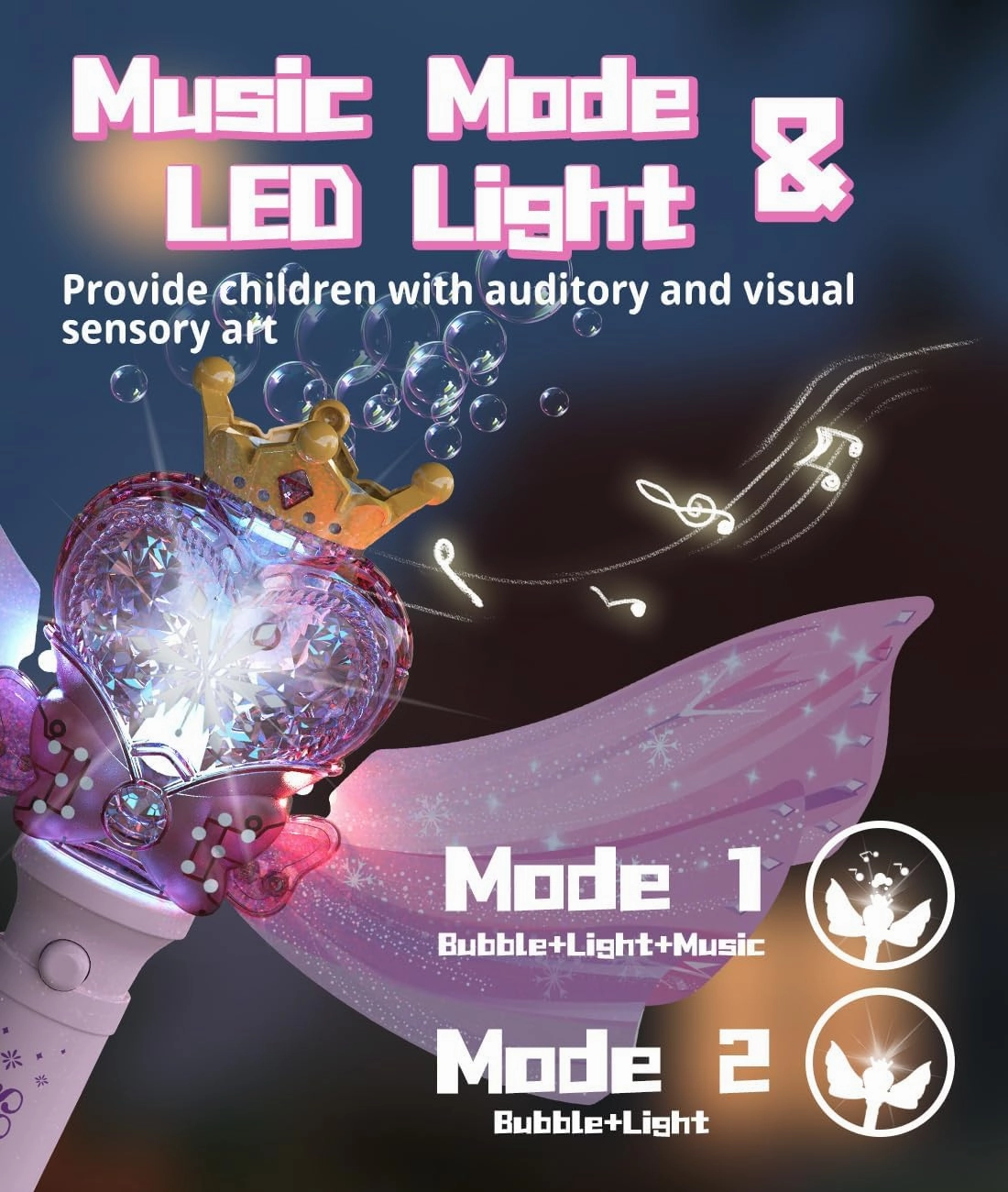 Bubble Wand for Kids Girls - Automatic Bubble Machine with LED Light Music, Include 2 Bubble Solutions, Outdoor Party Easter Birthday Gifts Toys for Ages 3  Years Old