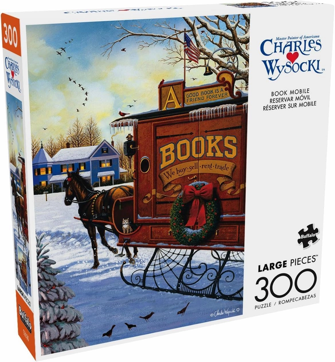 Buffalo Games - Charles Wysocki - Book Mobile - 300 Piece Jigsaw Puzzle for Adults - Challenging Puzzle Perfect for Game Nights - Finished Size is 21.25 x 15.00