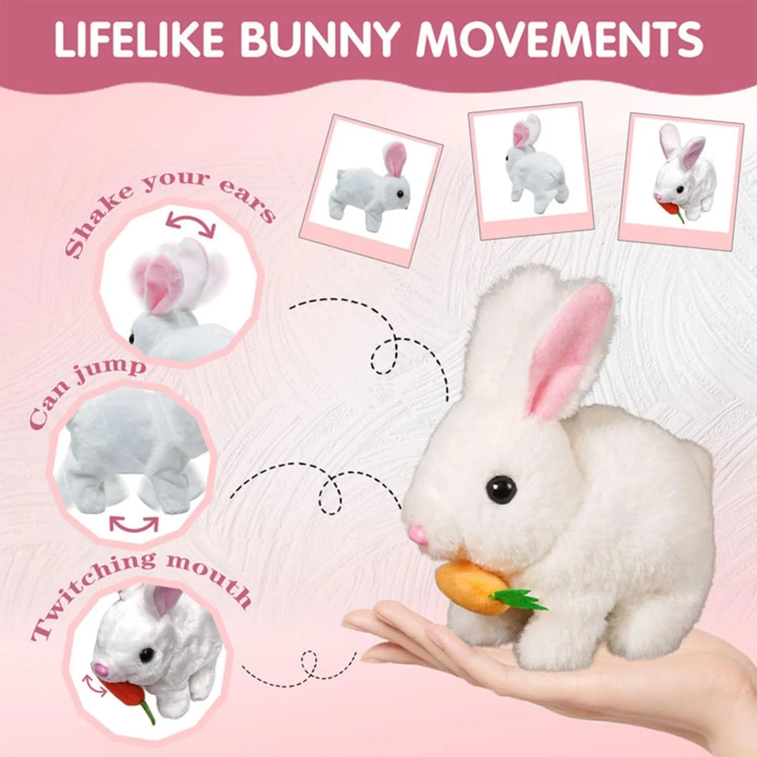 Bunny Realistic Bunny, Bunby - My Realistic Bunny Toy Wollera Horizons, Jumping, Twitching, and Shaking Ears, Interactive Bunny, Bunbi Realistic Bunny, Realistic Bunny Toys (A-Bunny)