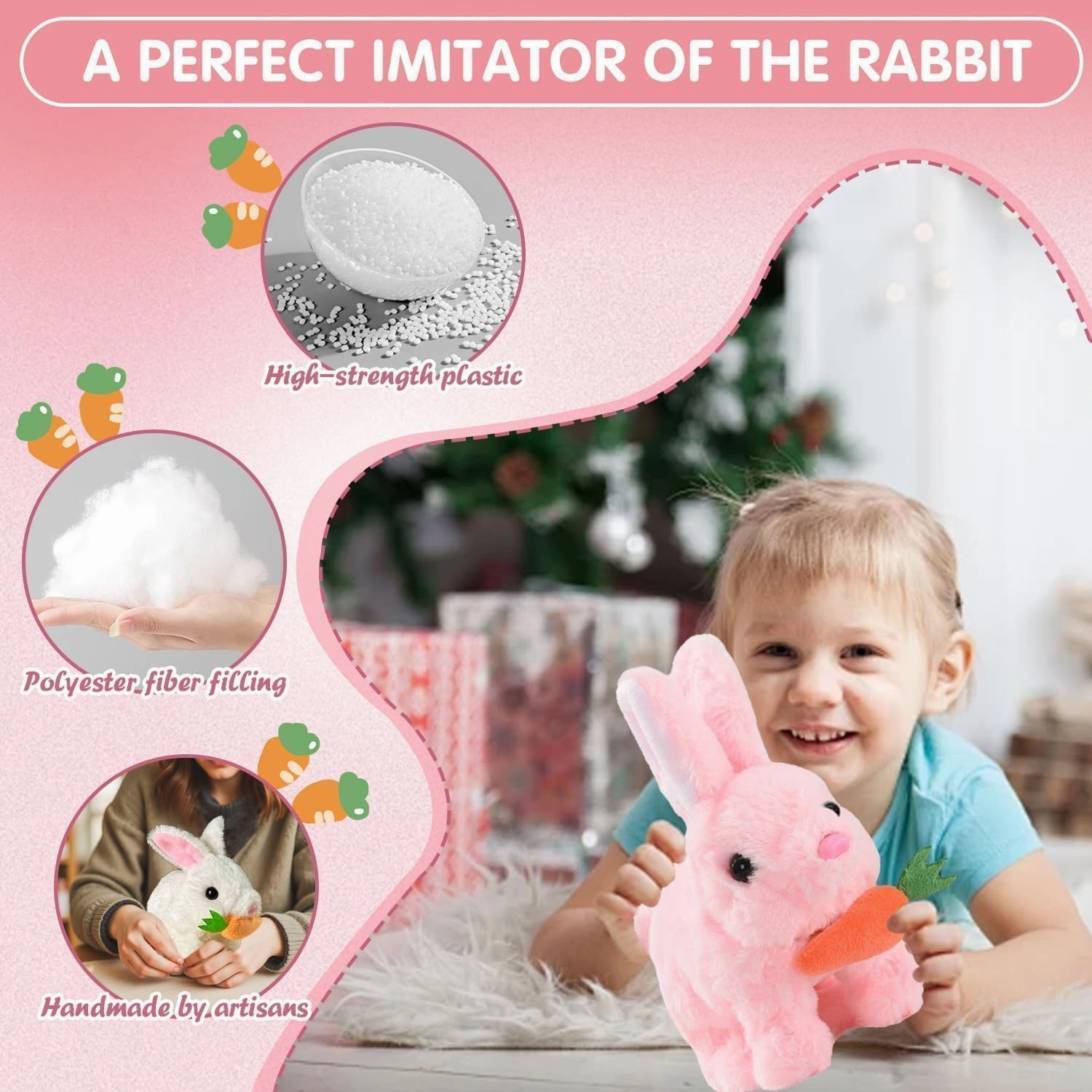 Bunny - Easter My Realistic Bunny Toy, Interactive Bunny Realistic Bunny - Jumping, Twitching, and Shaking Ears, Bunny Realistic Bunny Toy, Bunbi Realistic Bunny, Realistic Bunny Toys (Bunny-A)