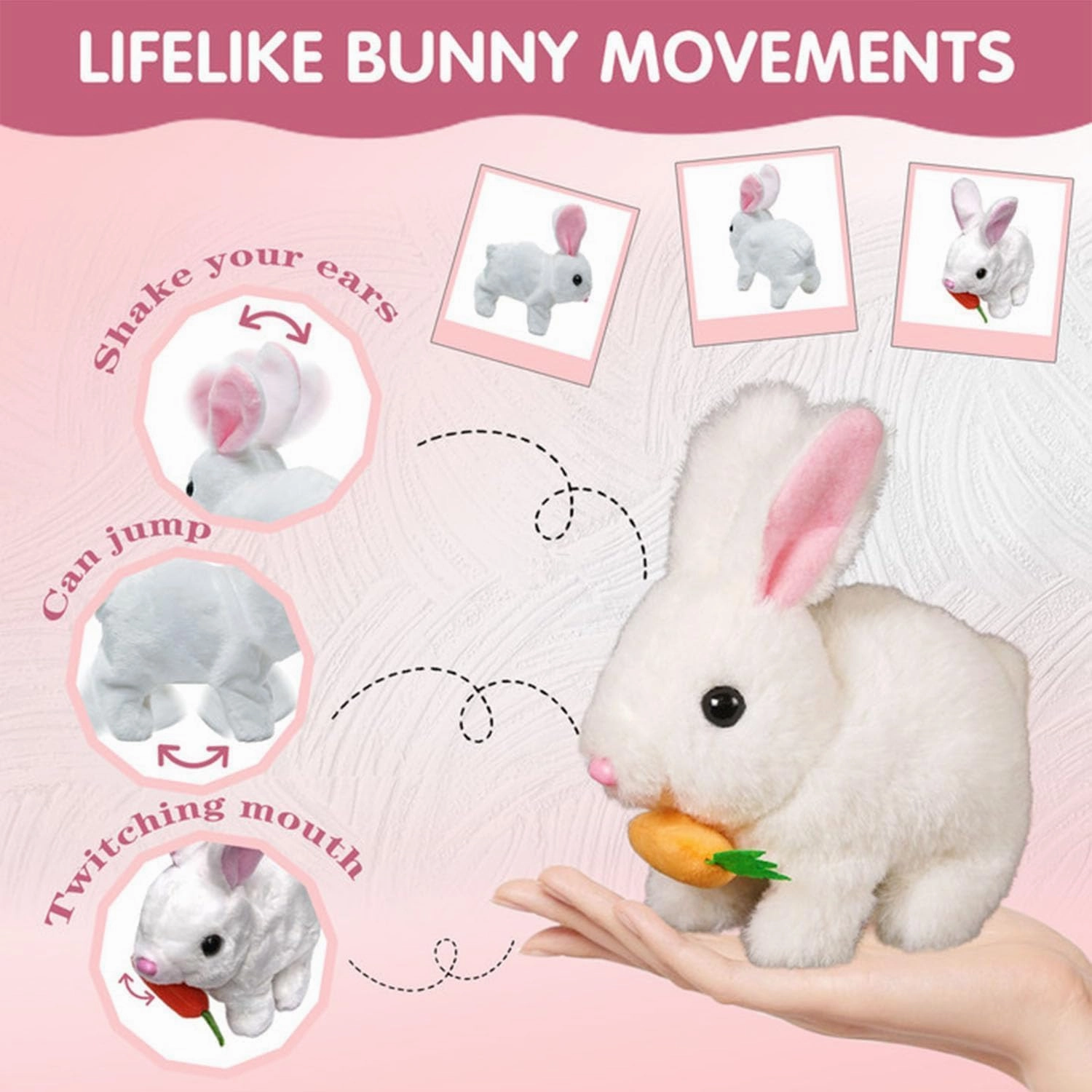 Bunny - Easter My Realistic Bunny Toy, Interactive Bunny Realistic Bunny - Jumping, Twitching, and Shaking Ears, Bunny Realistic Bunny Toy, Bunbi Realistic Bunny, Realistic Bunny Toys (Bunny-A)