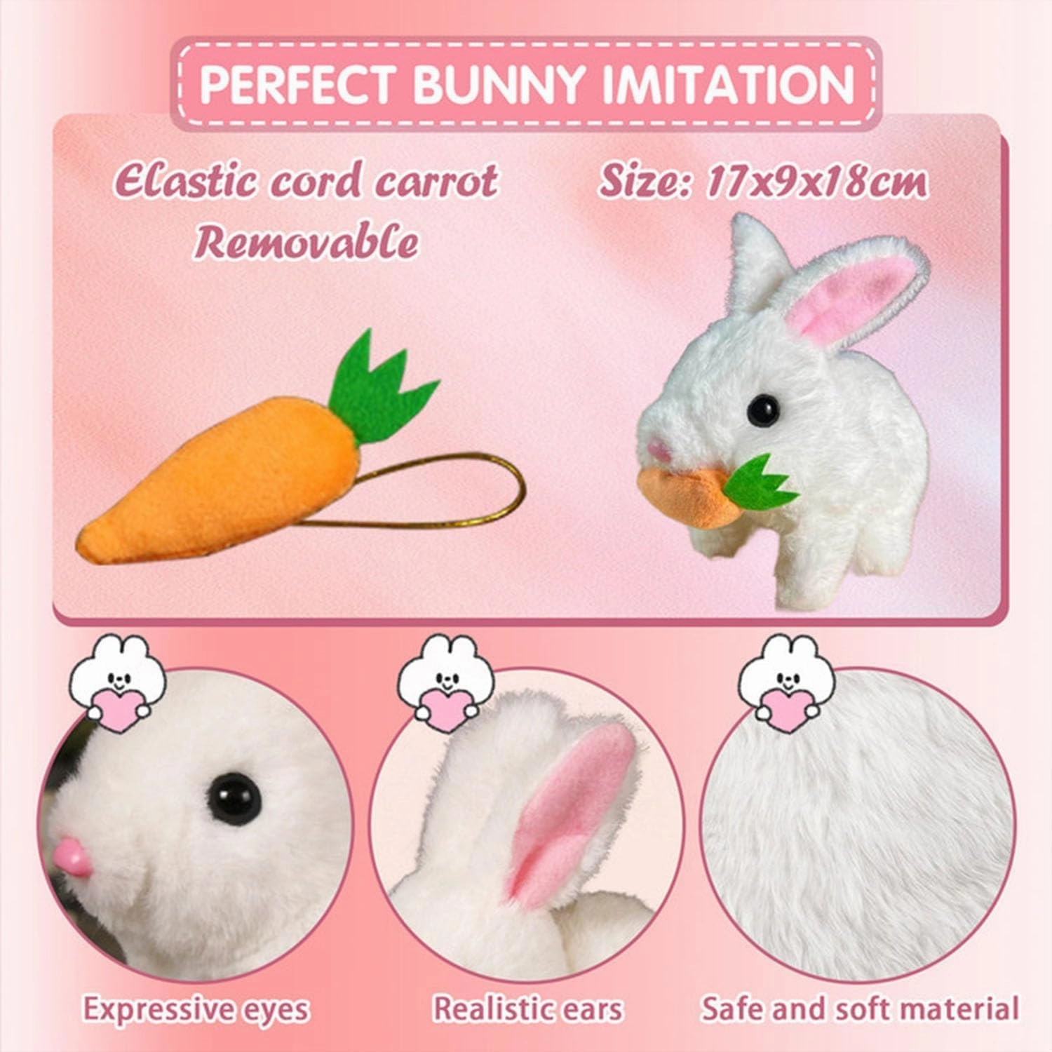 Bunny - Easter My Realistic Bunny Toy, Interactive Bunny Realistic Bunny - Jumping, Twitching, and Shaking Ears, Bunny Realistic Bunny Toy, Bunbi Realistic Bunny, Realistic Bunny Toys (Bunny-A)