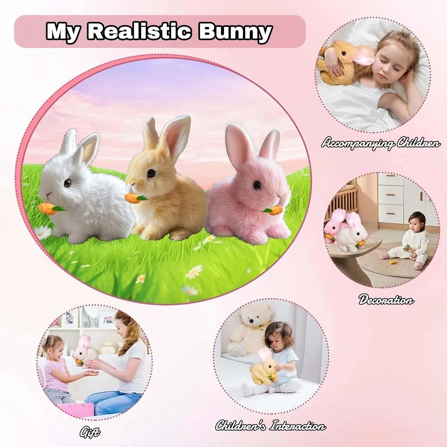 Bunny - Easter My Realistic Bunny Toy, Interactive Bunny Realistic Bunny - Jumping, Twitching, and Shaking Ears, Bunny Realistic Bunny Toy, Bunbi Realistic Bunny, Realistic Bunny Toys (Bunny-A)