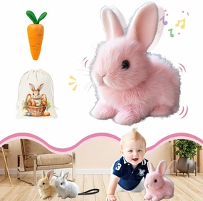 Bunny Realistic Bunny, Bunby - My Realistic Bunny Toy Wollera Horizons, Jumping, Twitching, and Shaking Ears, Interactive Bunny, Bunbi Realistic Bunny, Realistic Bunny Toys (C-Bunny)