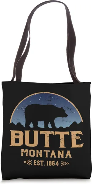 Butte Montana MT Big Sky Country Bear & Mountains Tote Bag