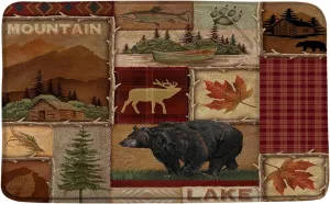 Cabin Bath Rugs Rustic Bear Bathroom Mat Moose Lodge Lake Mountain Forest Wildlife Fishing Country Hunting Bathroom Mat Bathroom Kitchen Decor
