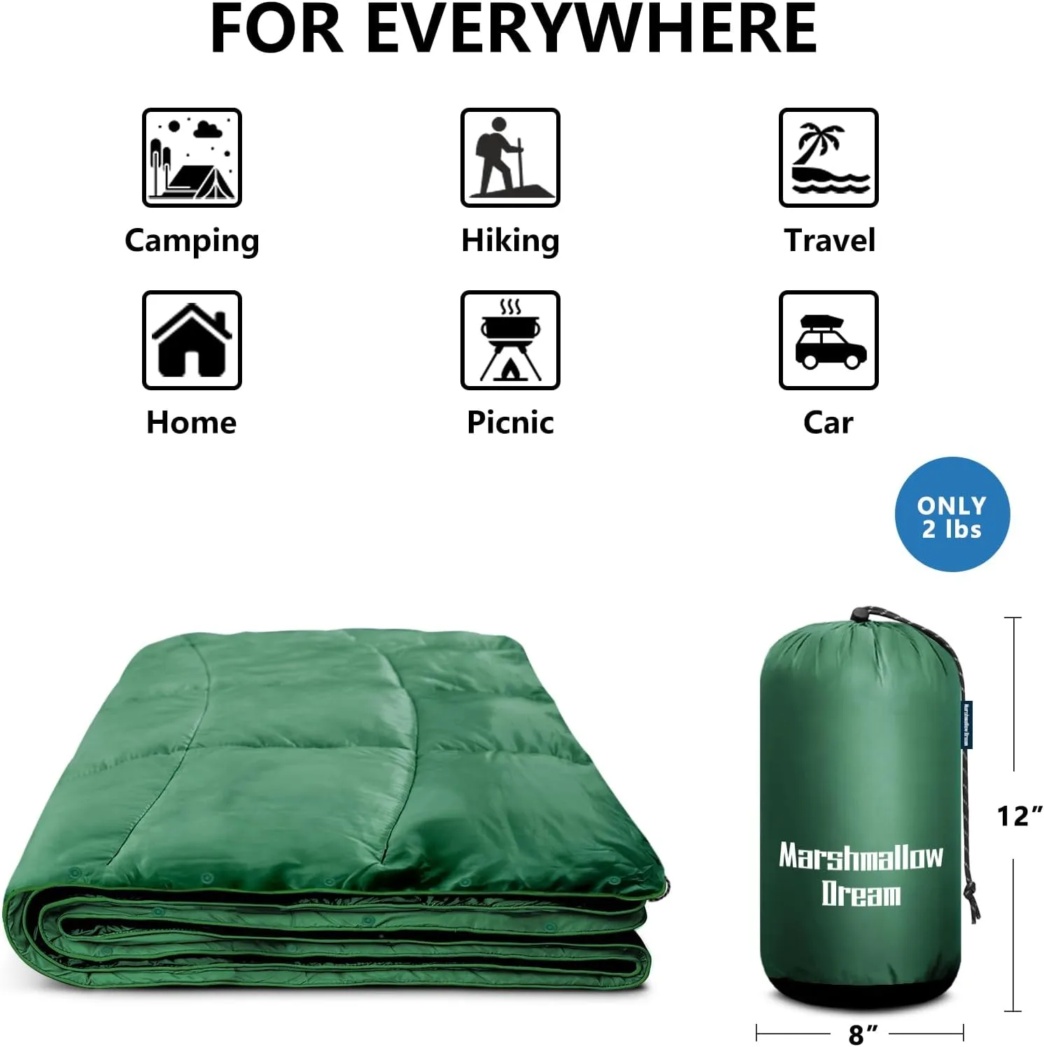 Camping Blanket, Packable Puffy Blankets Lightweight Windproof Waterproof for Outdoors,Hiking, Backpacking,Beach,Car,Picnic,Stadium