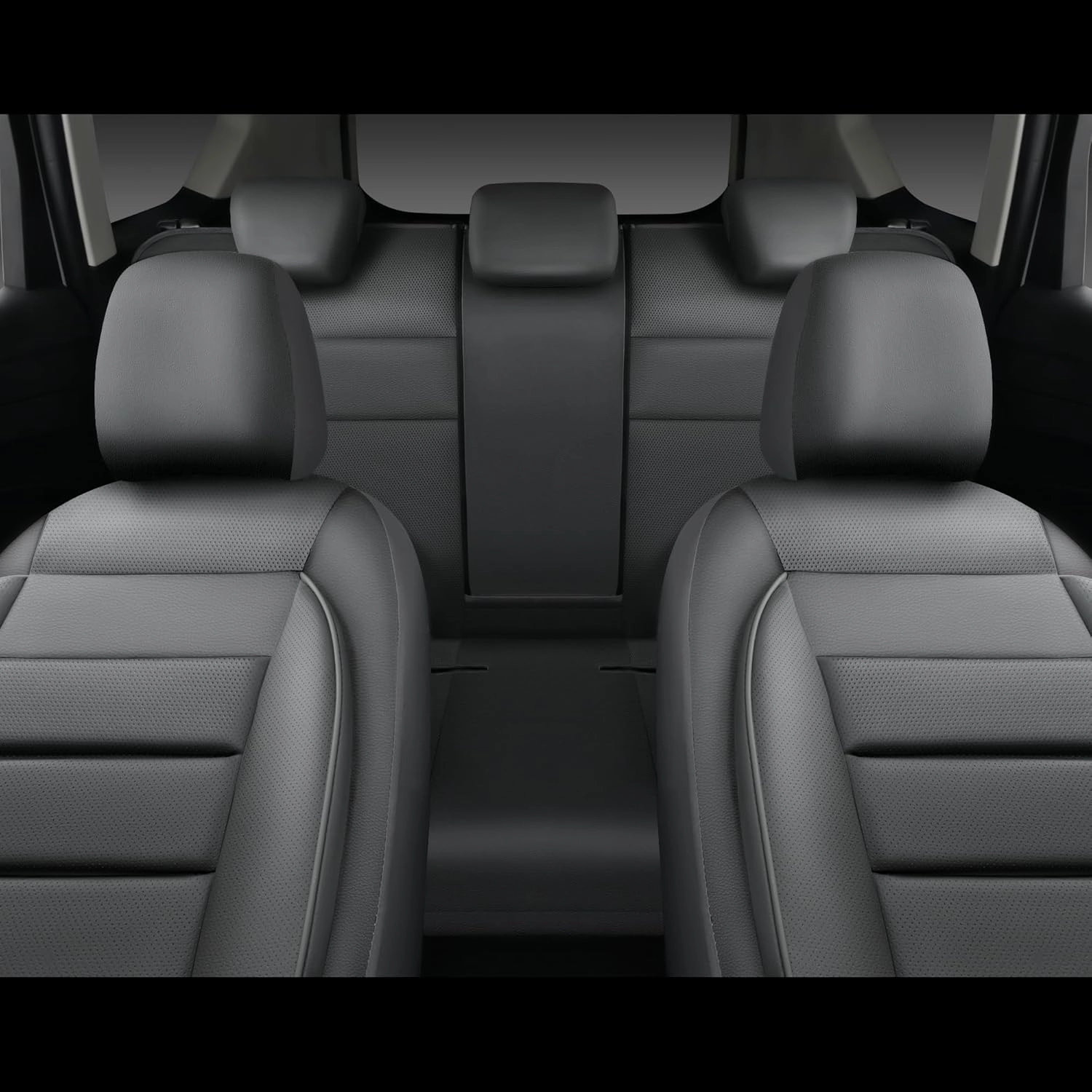 CAR PASS Leather Seat Covers Full Set Universal Water Resistant 3D Foam Back Support, Luxury Comfort Automotive 5 Seat Covers All Season Fit for SUV,Sedan,Van, Airbag Compatible Elegance (Gray)