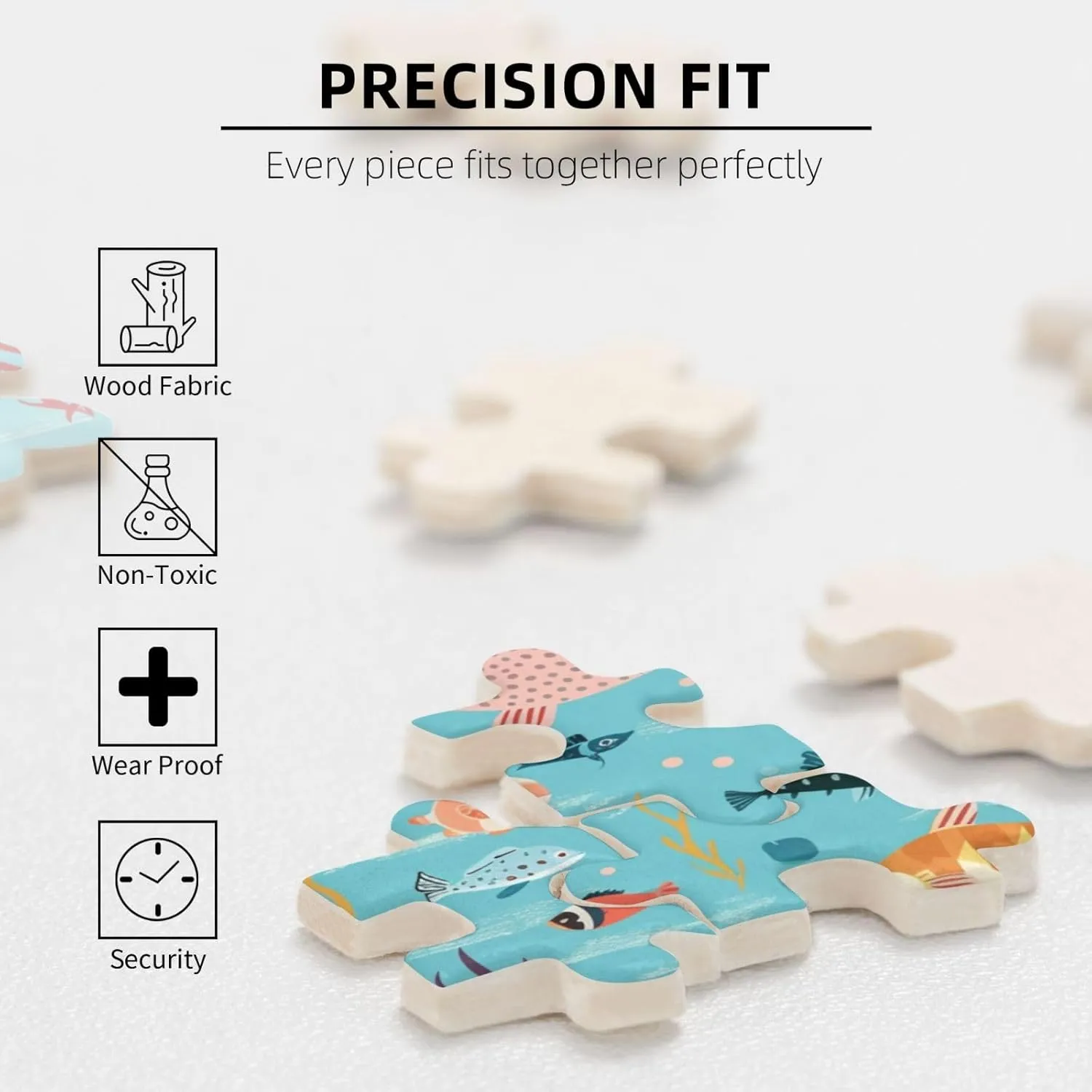 Cartoon Small Fish Jigsaw Puzzle 1000 Piece,20x30 Inches Wooden Picture Jigsaw Puzzles for Adult Family Game