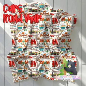 Cartoon Racing Road Map Plush Blanket 60x80 {RTS}