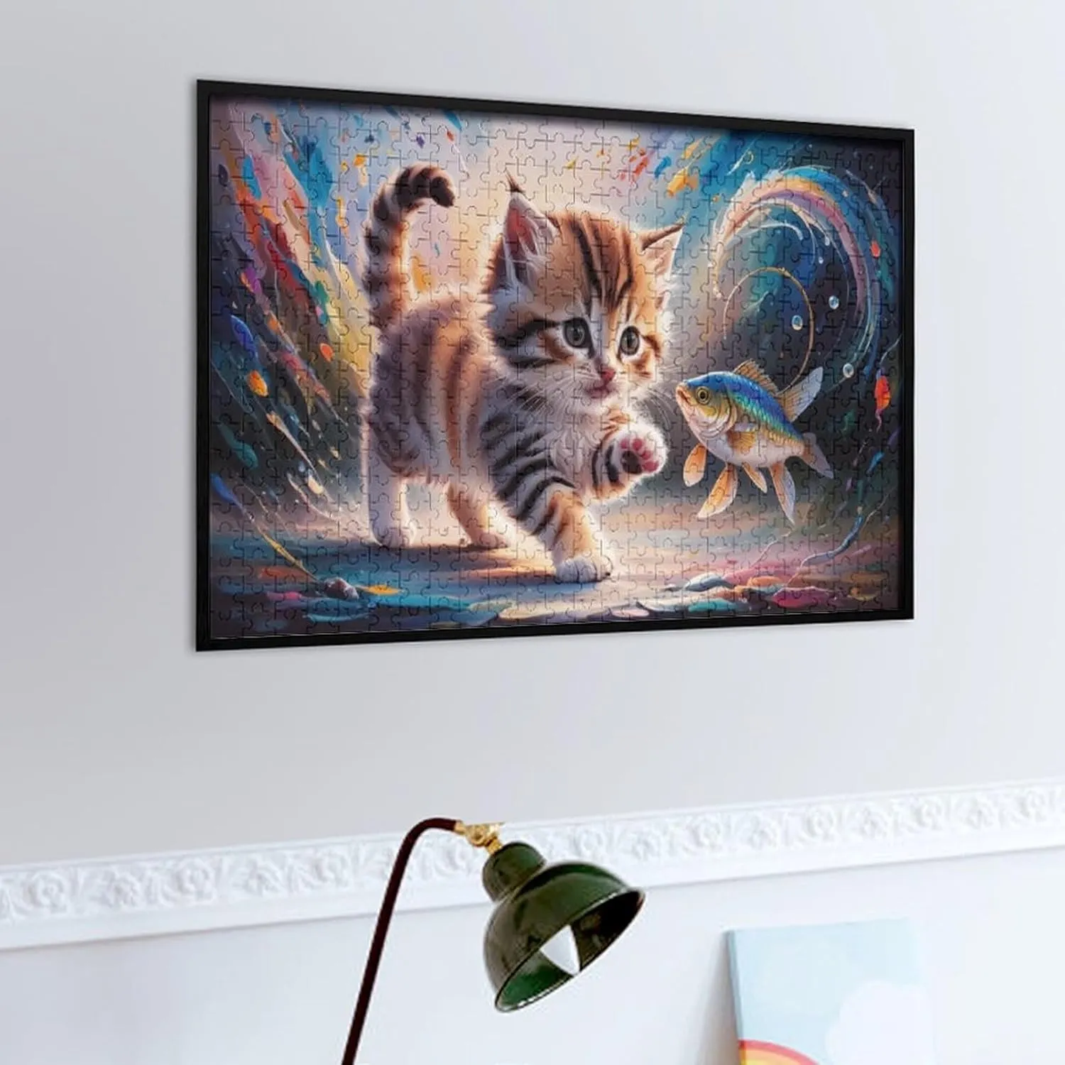 Cat and Fish Impossible Puzzle for Adult and Kids Hard Challenge Puzzle Recycled 500 PCS Jigsaw Puzzles Challenging Game Home Decor Birthday Party Gift