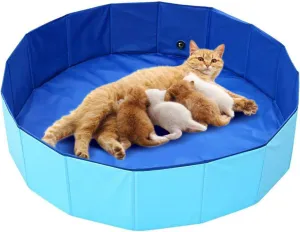 Cat Birthing Box, Whelping Box for Cats - 32inch Dia.x8inch H, Whelping Pool, Pet Birth Supplies, Foldable Cates Bath Pool, Convenient Storage, Easy to Clean, Can be Used Indoors or Outdoors