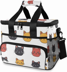 Cat Colorful Pattern Cooler Bag Insulated Cooler Soft Sided Cooler 24 Can Portable Picnic Bag Large Leakproof Lunch Bag Box for Beach Grocery Camping Travel Car Men Women