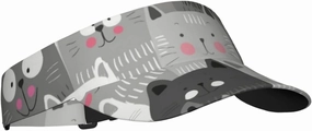 Cat Pattern Sport Sun Visor Hat Adjustable Empty Top Baseball Cap Outdoor Travel Beach Ball Caps for Women and Men