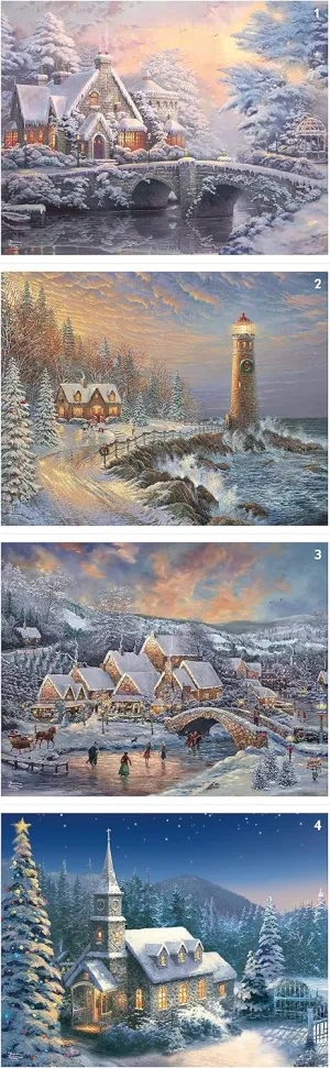 Ceaco - 4 in 1 Multipack - Thomas Kinkade - Holiday - (4) 500 Piece Jigsaw Puzzles
