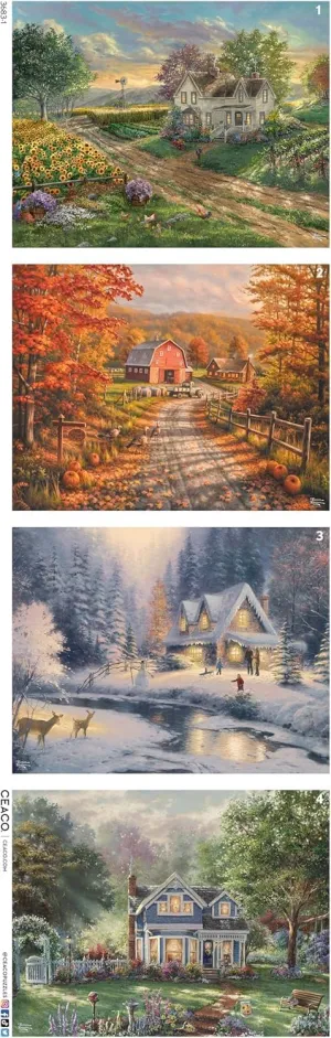 Ceaco - 4 in 1 Multipack - Thomas Kinkade - Seasons - (4) 500 Piece Jigsaw Puzzles