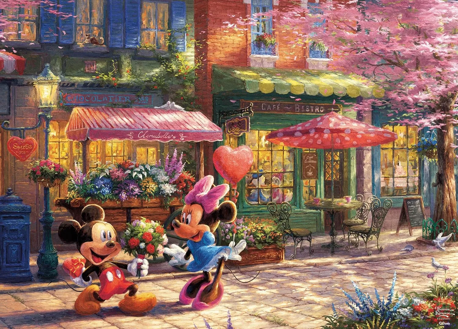 Ceaco - Thomas Kinkade - Disney - Mickey & Minnie Sweetheart Café - 1000 Piece Jigsaw Puzzle