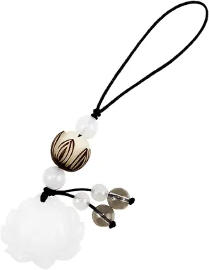 Cell Phone Strap Jade Lotus Flower Charm Beads Cell Phone Strap Hanging Lucky Charm Afghan White Jade Lotus Decoration Portable Hanging Lanyard for Men Women Outdoor Work