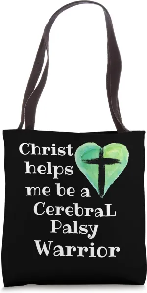 Cerebral Palsy Christian Christ Helps Me Warrior Heart Cross Tote Bag