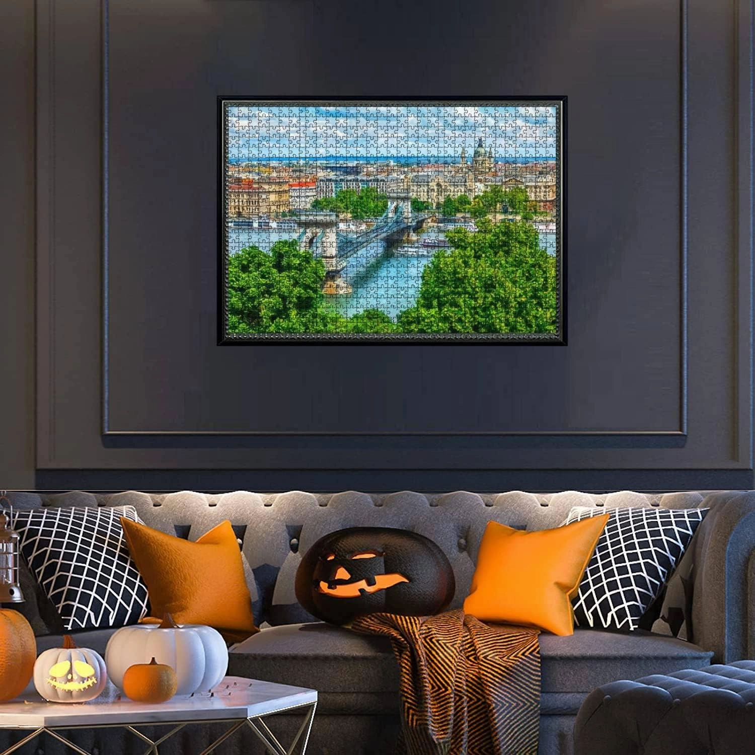 Chain Bridge on Danube River in Budapest City Hungary Urban 1000 Piece Jigsaw Puzzle Game - Colorful Large Puzzles Artwork for Adults Teens Puzzle Game Toy Gift