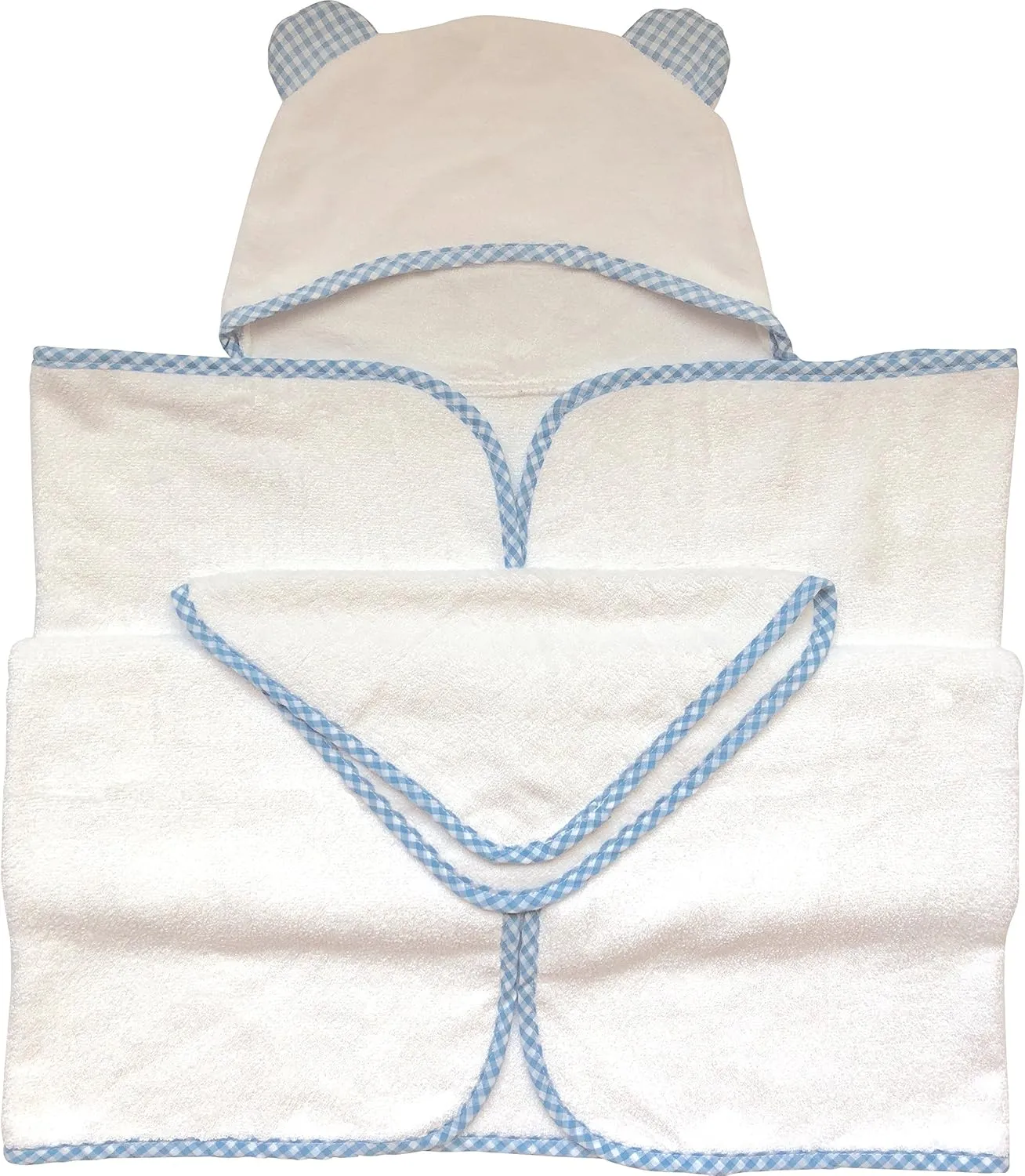 Channing & Yates Premium Boutique Organic Hooded Baby Towels and Washcloth Set - Softest Baby Towel with Hood - Baby Bath Towel for Newborn - Baby Boy Gift for Baby Shower (Blue)