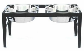 Chariot Double Elevated Dog Bowl - Small-Black