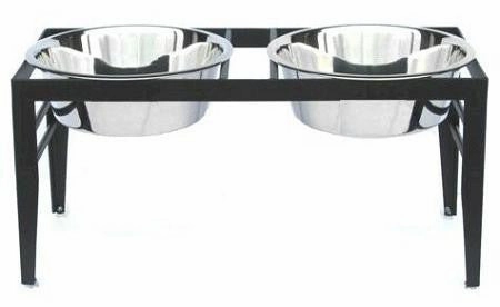 Chariot Double Elevated Dog Bowl - Small-Black